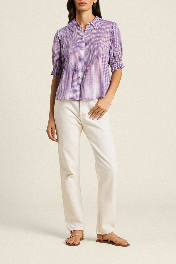 Birds of Paradis by Trovata Jess Blouse in Lilac Gingham