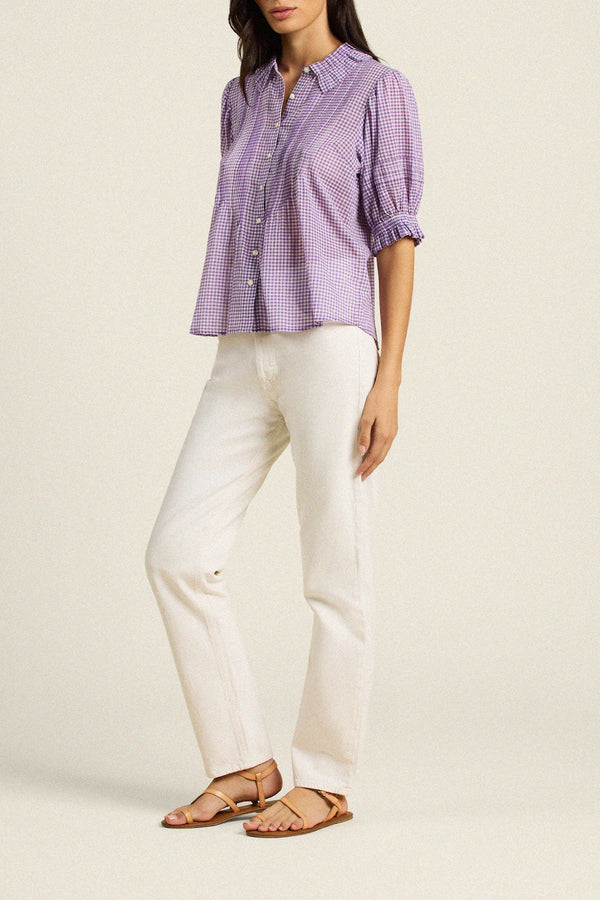 Birds of Paradis by Trovata Jess Blouse in Lilac Gingham