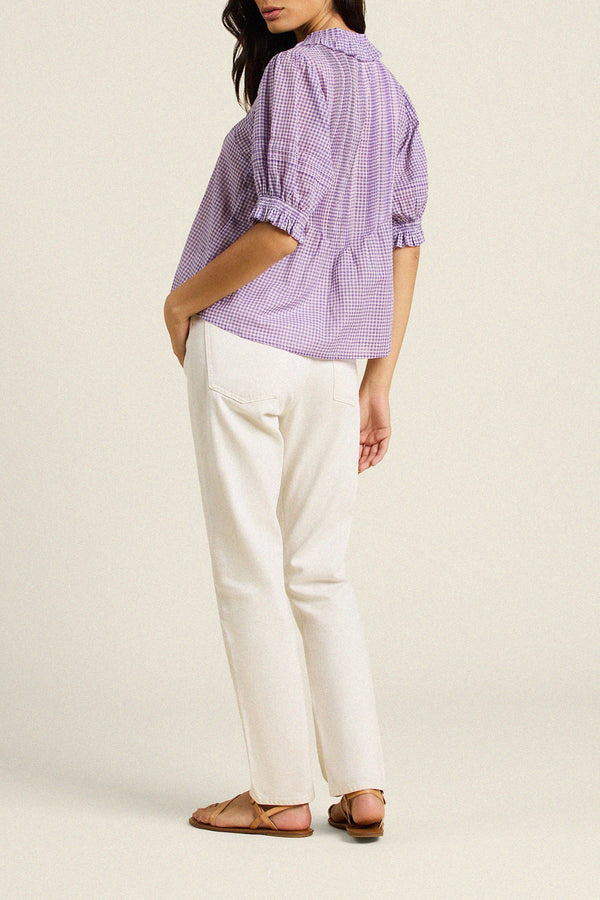 Birds of Paradis by Trovata Jess Blouse in Lilac Gingham