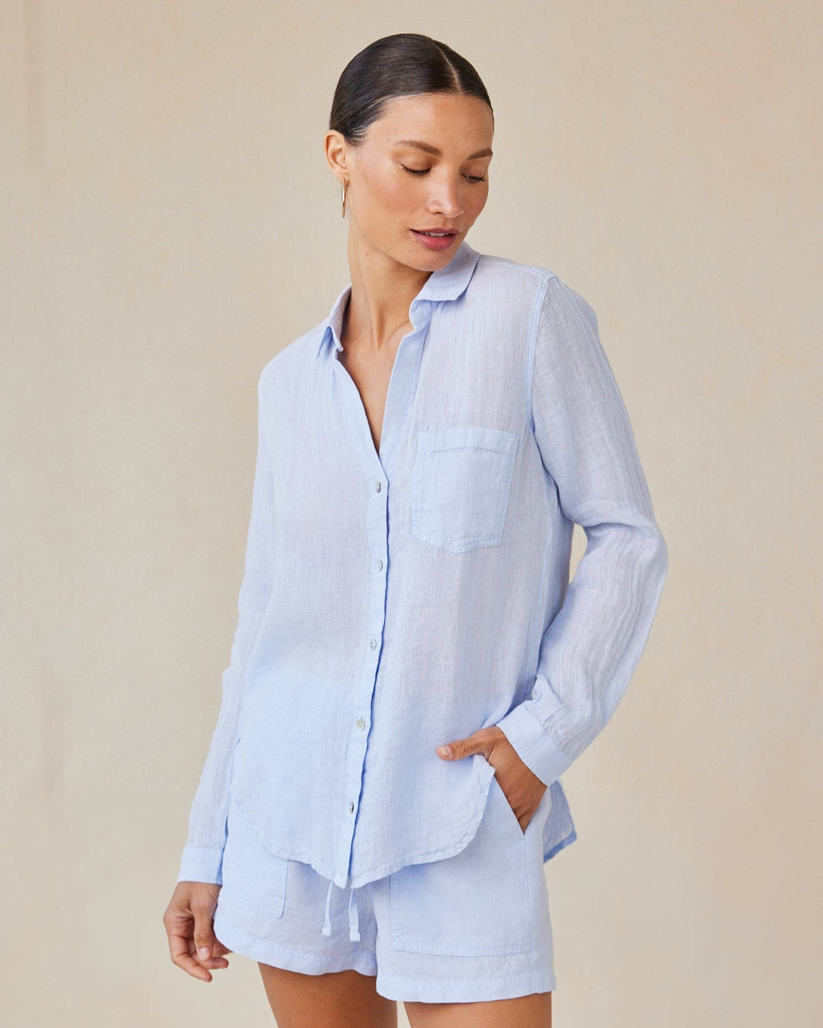 Bella Dahl Pocket Button Down in Perennial Blue