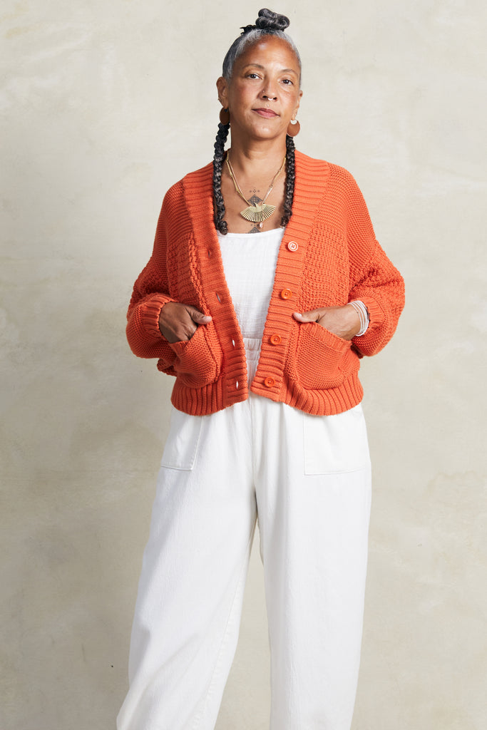 Curator Lino Cardigan Tomato