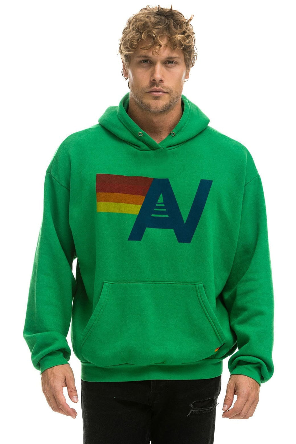 Aviator Nation Logo - Pullover Hoodie Relaxed in Kelly Green