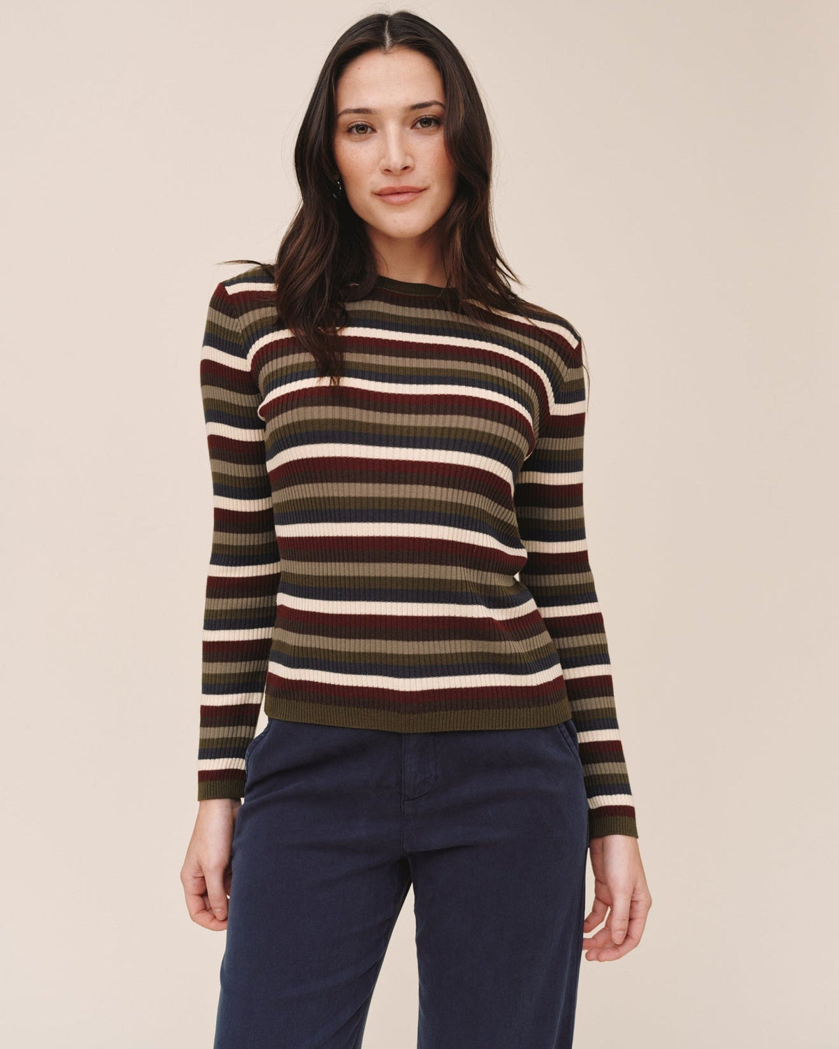 Bella Dahl Long Sleeve Crew Tee Harvest Stripe