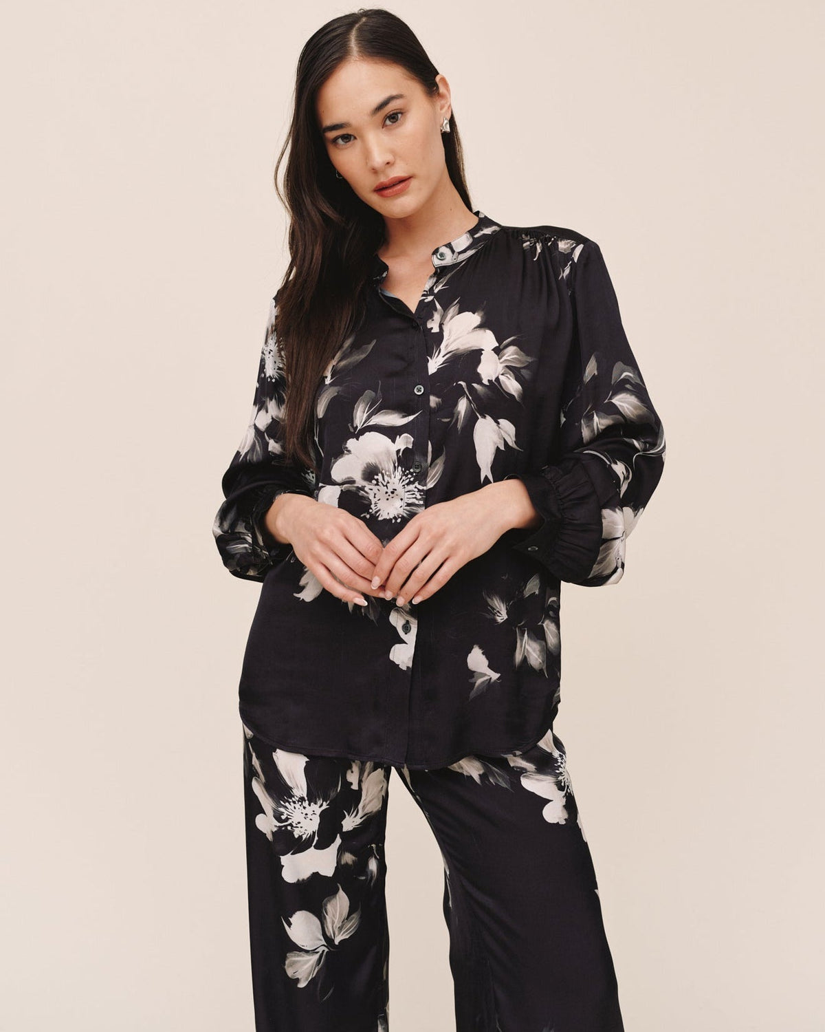 Bella Dahl Long Sleeve Mandarin Collar Shirt
