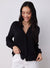 Bella Dahl Long Sleeve Shirred Raglan Shirt in Black