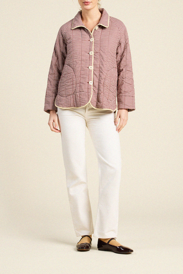 Birds of Paradis by Trovata Ginny Quilted Jacket in Mahogany Check