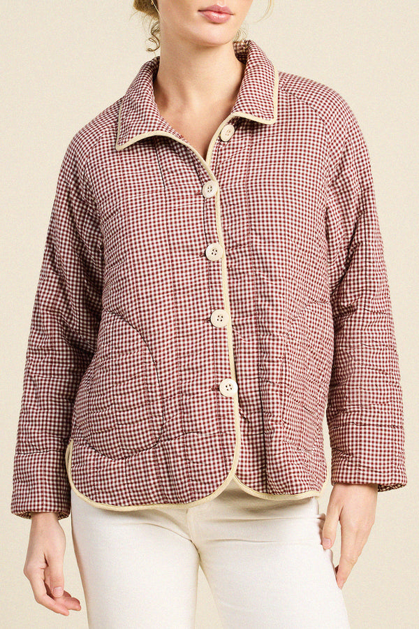 Birds of Paradis by Trovata Ginny Quilted Jacket in Mahogany Check