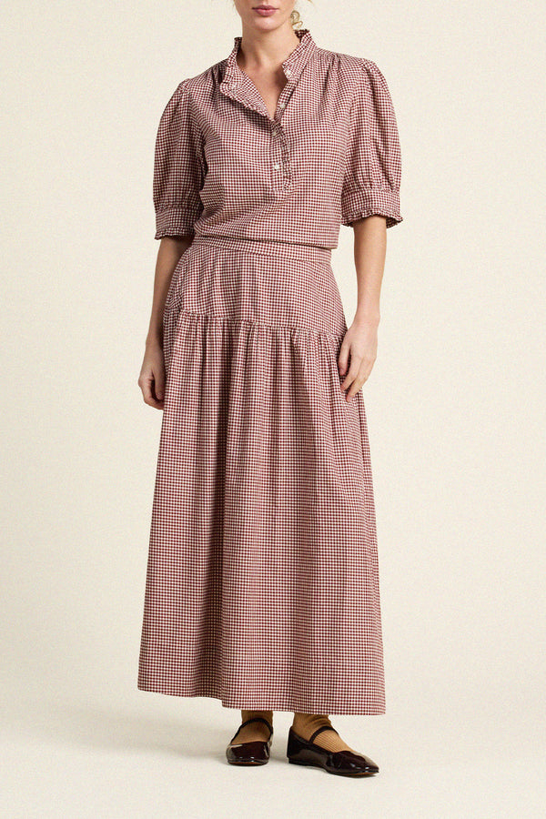 Birds of Paradis by Trovata Noah Blouse in Mahogany Check
