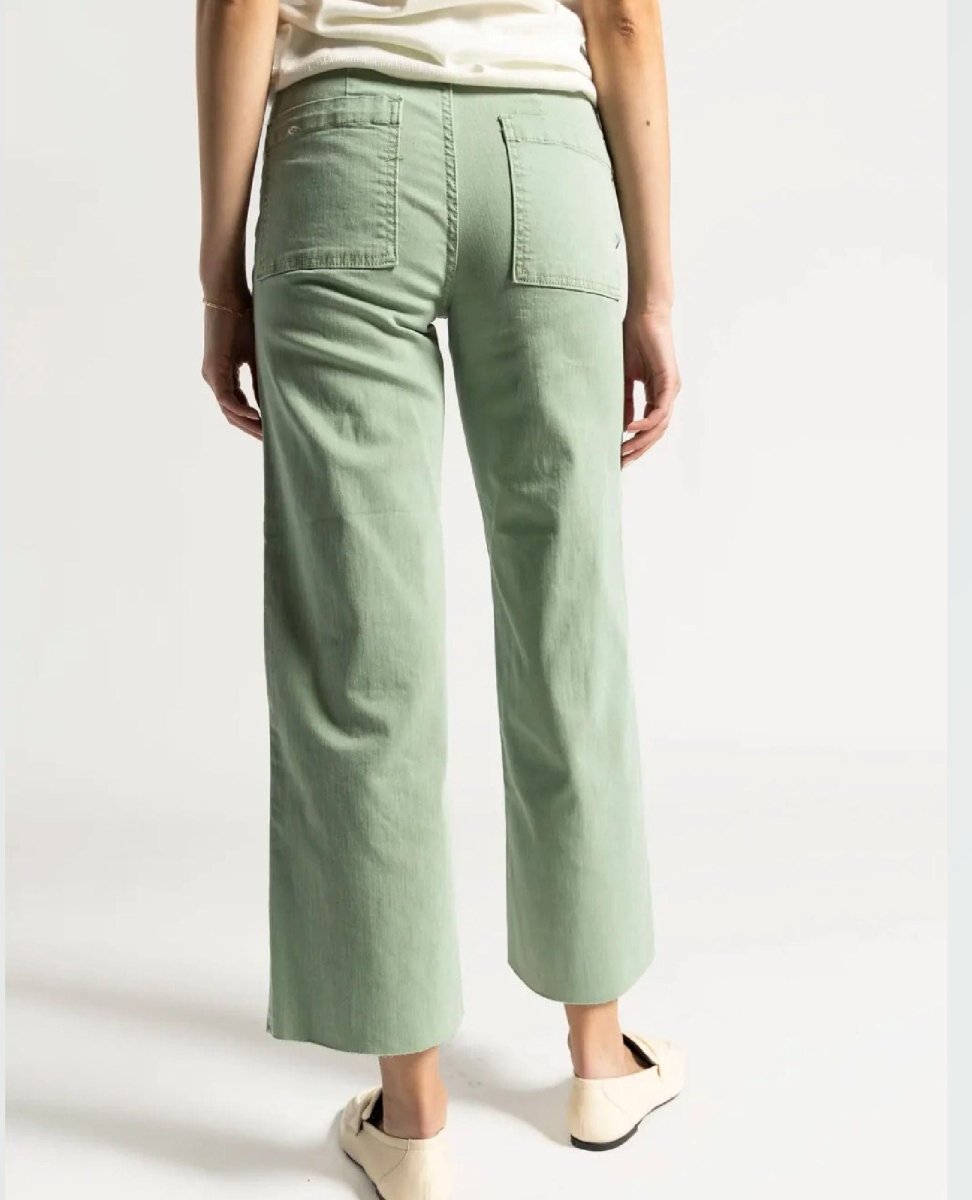OAT Mid Rise Wide Leg w/ Welt Pocket in Iceberg Green