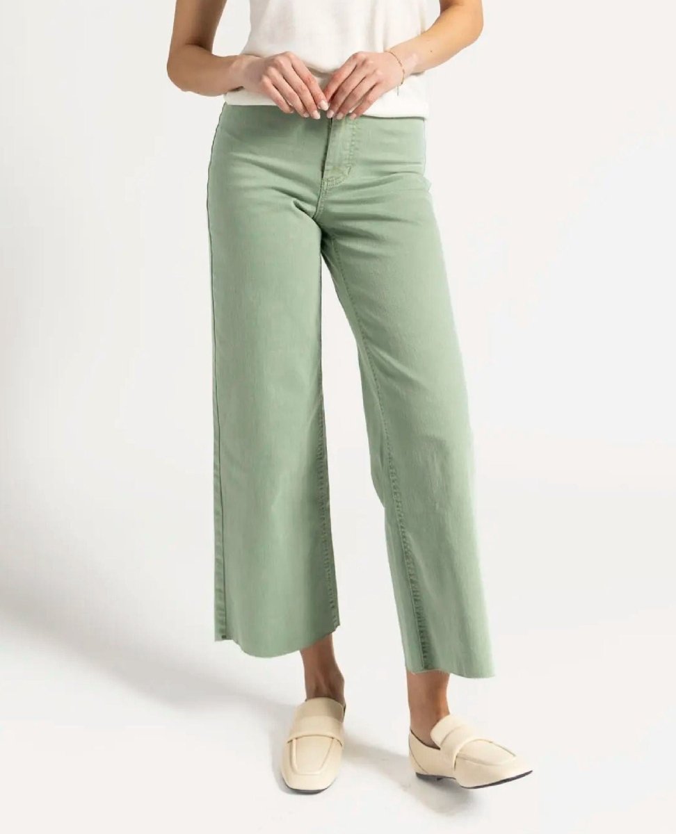 OAT Mid Rise Wide Leg w/ Welt Pocket in Iceberg Green