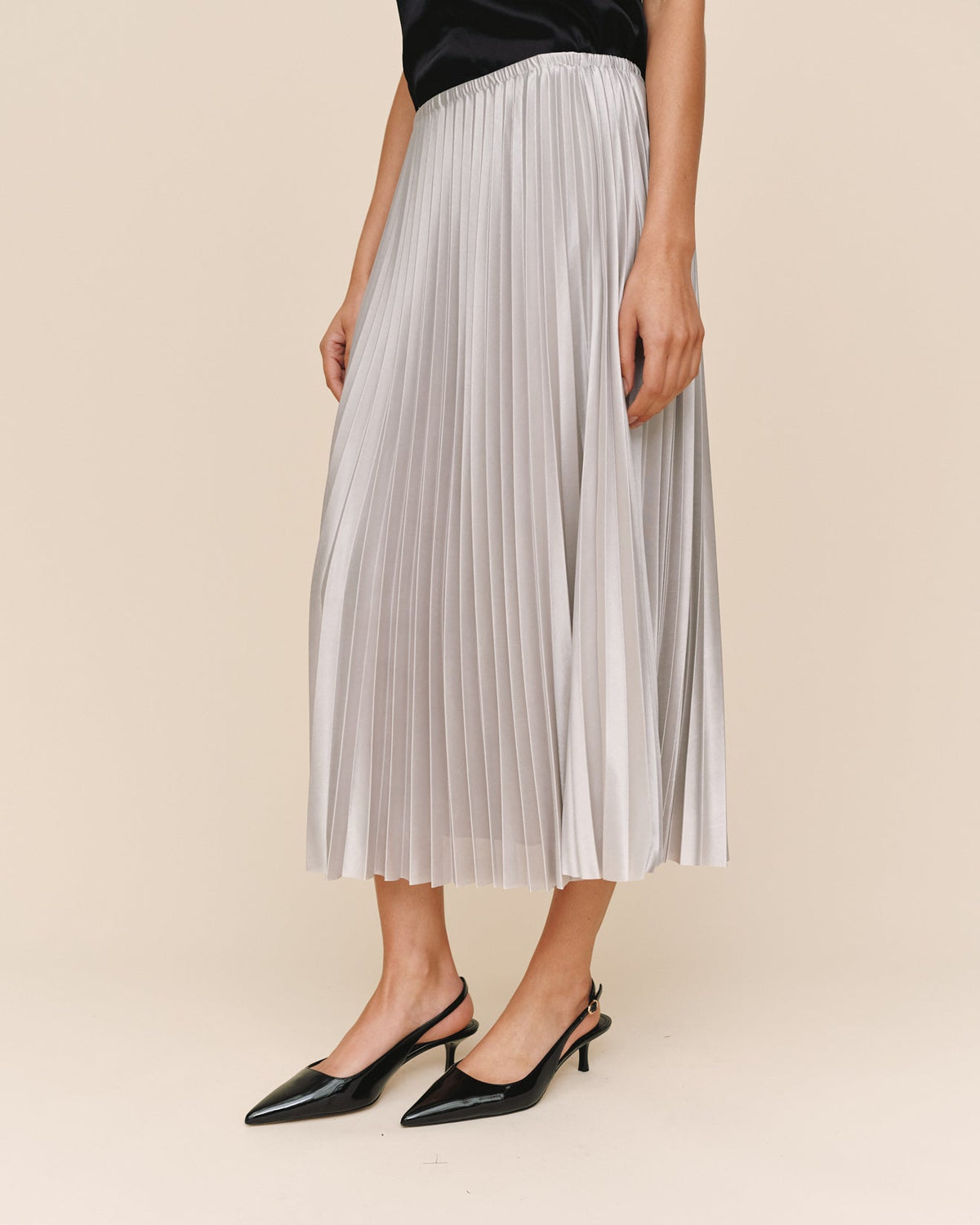 Bella Dahl Pleated Skirt in Silver Shimmer