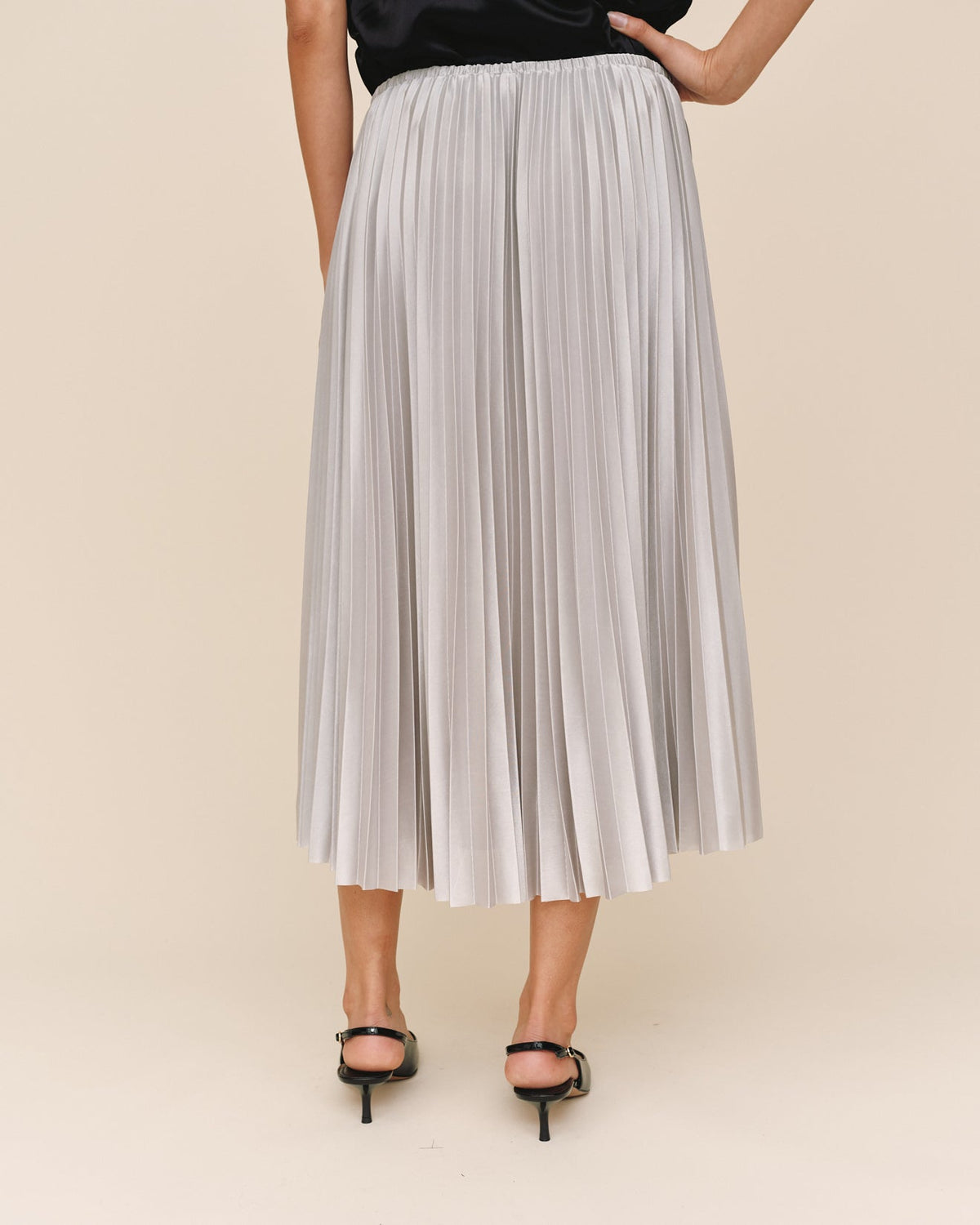 Bella Dahl Pleated Skirt in Silver Shimmer