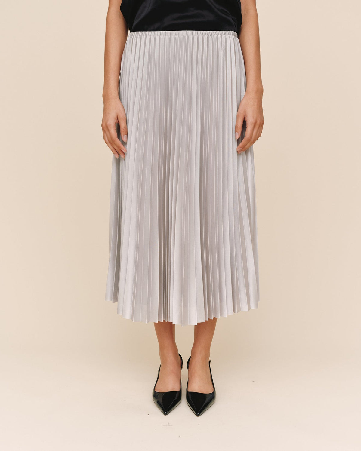 Bella Dahl Pleated Skirt in Silver Shimmer