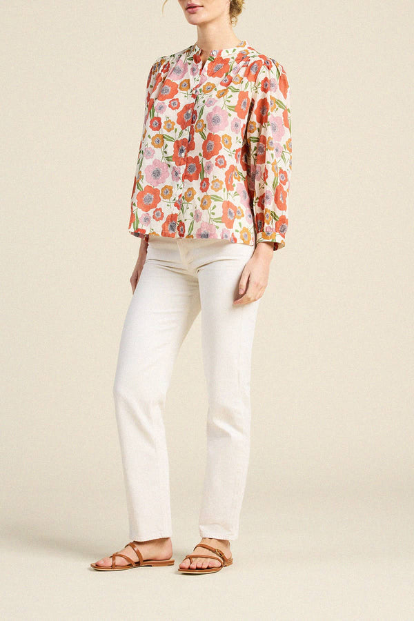 Birds of Paradis by Trovata Clara Blouse in Poppy Costa