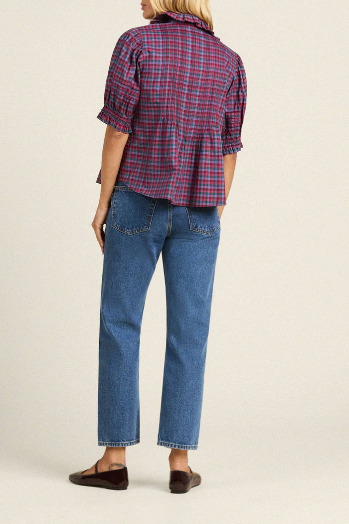 Birds of Paradis by Trovata Jess Blouse in Poppy &amp; Pine Check