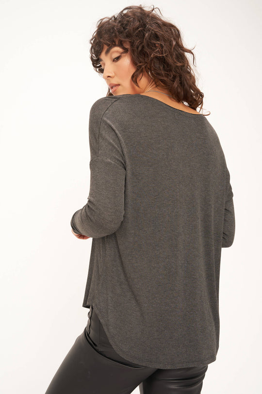 PROJECT SOCIAL T Charlotte Scoop Neck Rib LS