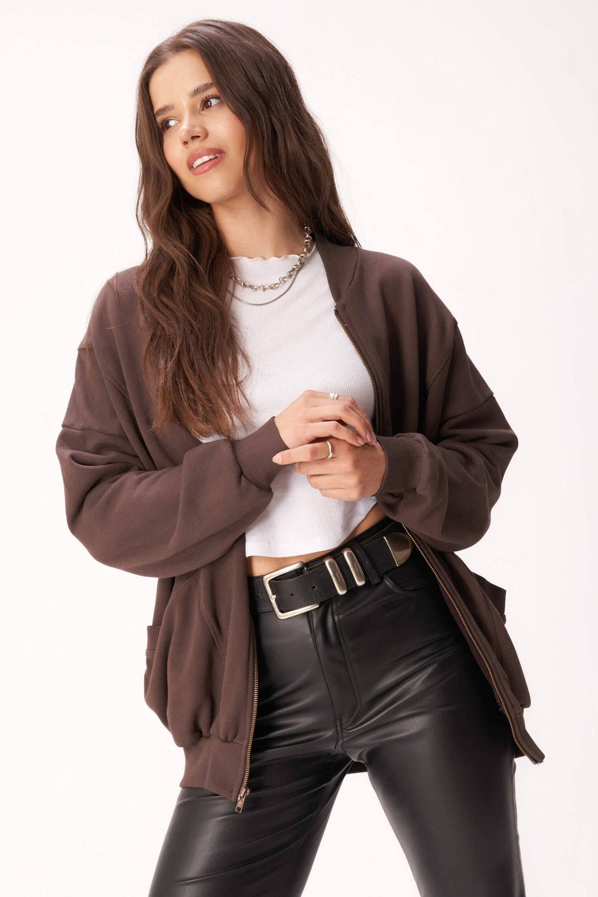 PROJECT SOCIAL T McKinley Zip Front Jacket Black Brown