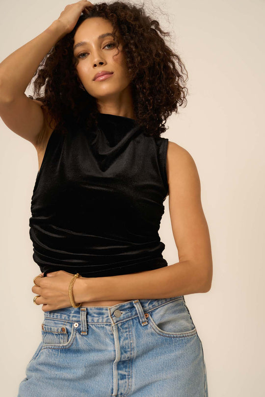 PROJECT SOCIAL T On Repeat Ruched Side Velvet Tank - Adorn