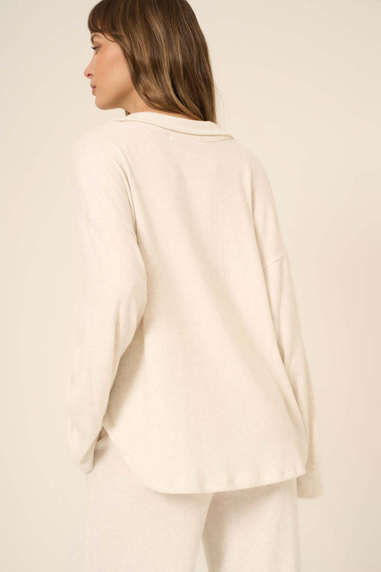 PROJECT SOCIAL T Zoey Brushed Rib Collared LS