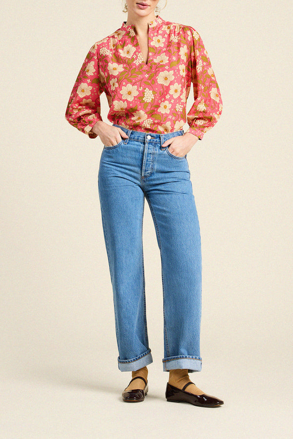 Birds of Paradis by Trovata Bailey Shirt in Rancho Rose