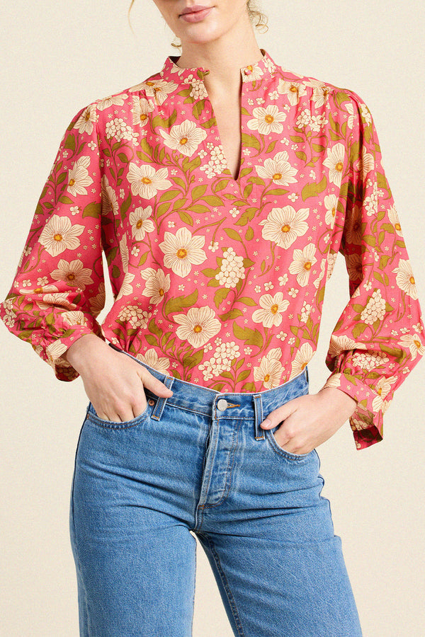 Birds of Paradis by Trovata Bailey Shirt in Rancho Rose