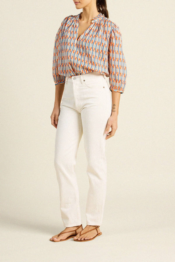 Birds of Paradis by Trovata Orly Blouse in Retro Grid