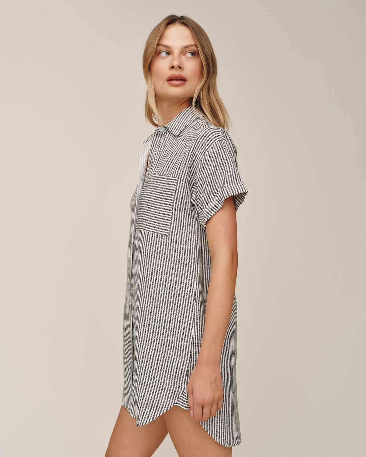 Bella Dahl Roll Sleeve Pocket Shirt Dress