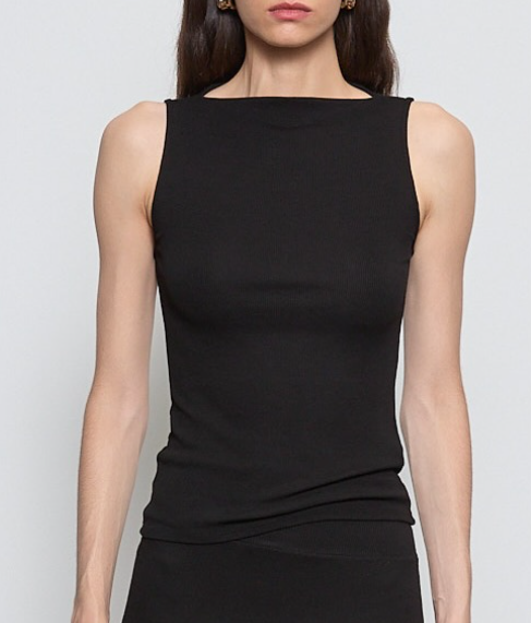 Enza Costa Silk Rib Sleeveless Boatneck