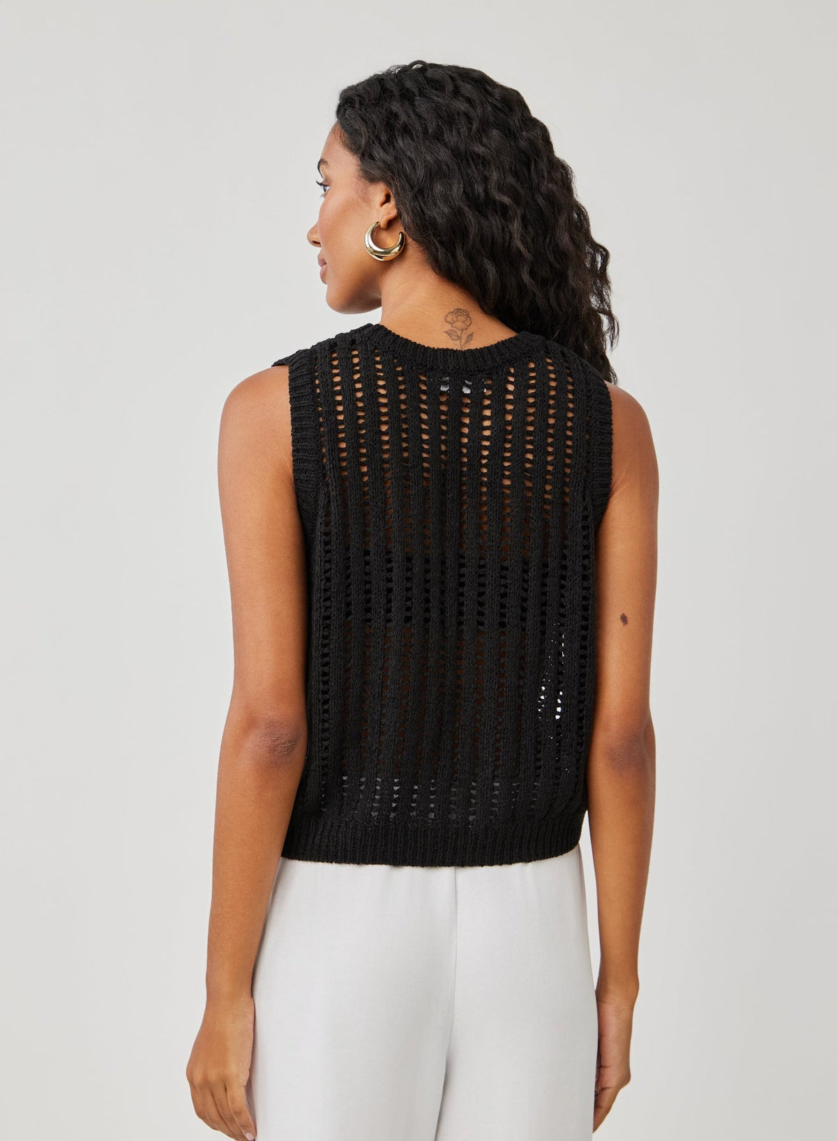 Bella Dahl Sleeveless Open Knit Sweater Vest