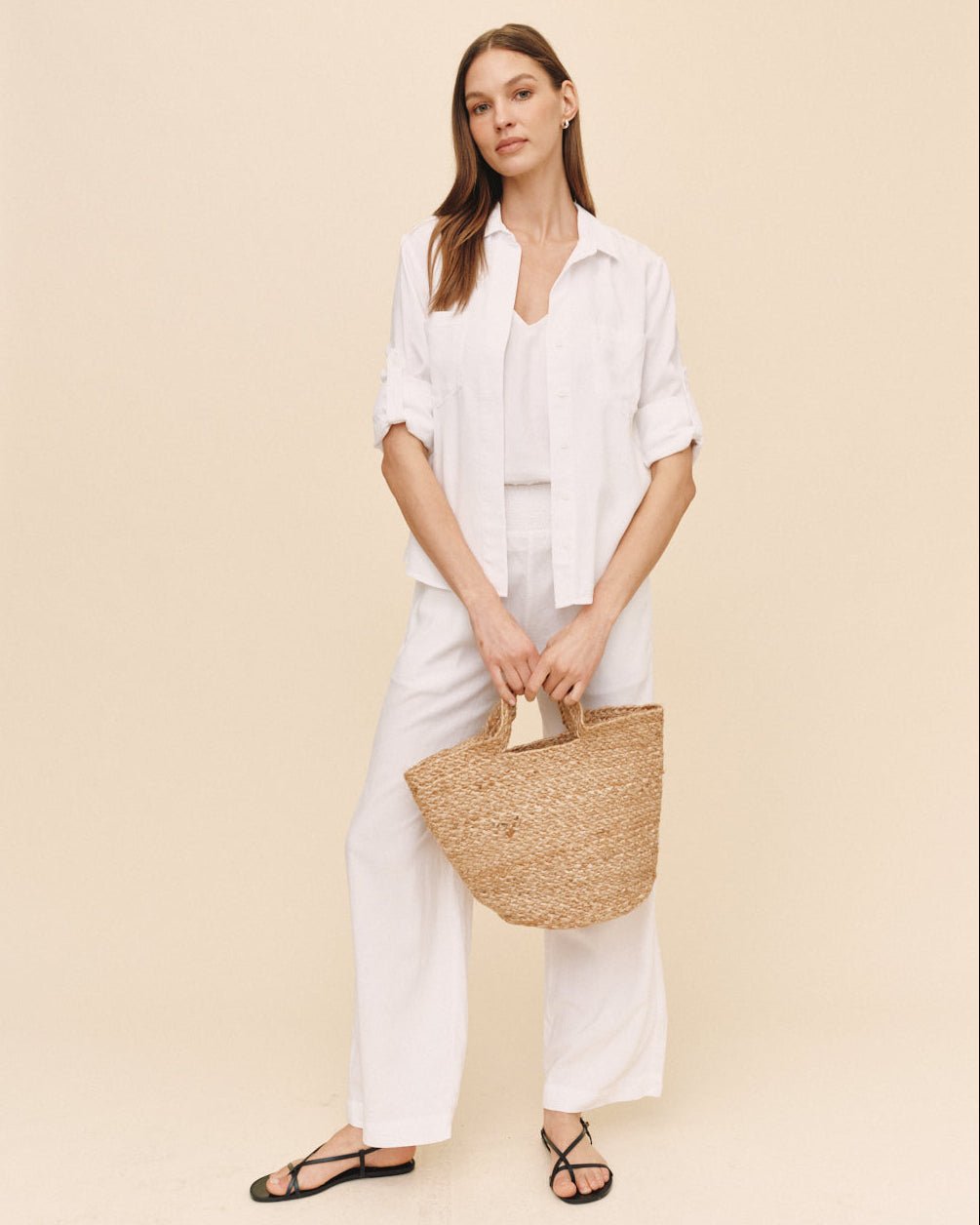 Bella Dahl Split Back Button Down in White