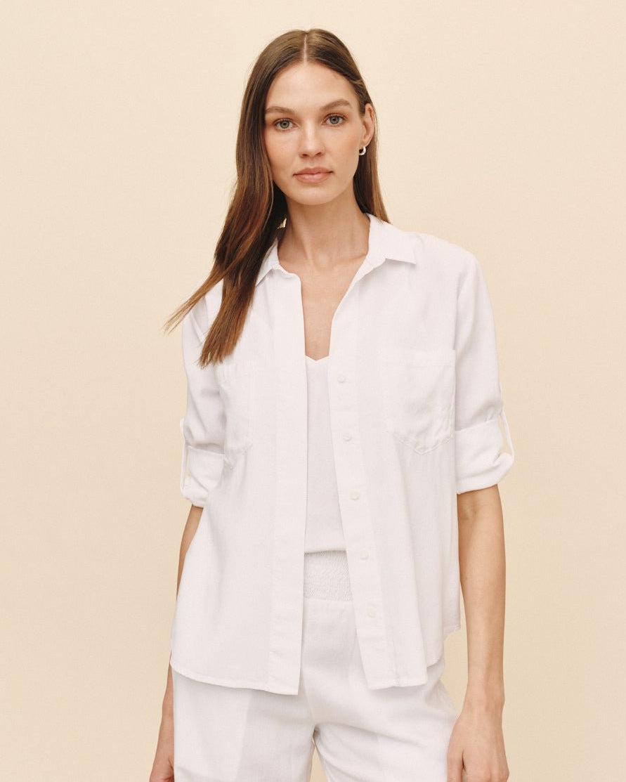 Bella Dahl Split Back Button Down in White