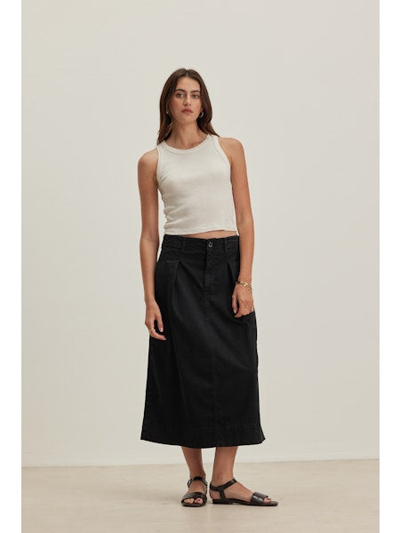 Velvet by Graham &amp; Spencer Lilian Pleated Denim Skirt