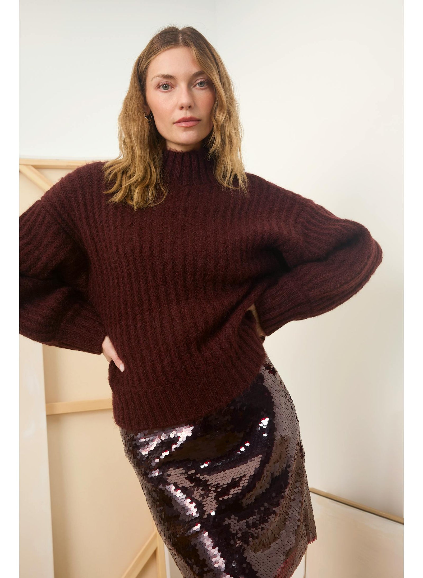 Sanctuary Kacy Ribbed Sweater Bordeaux
