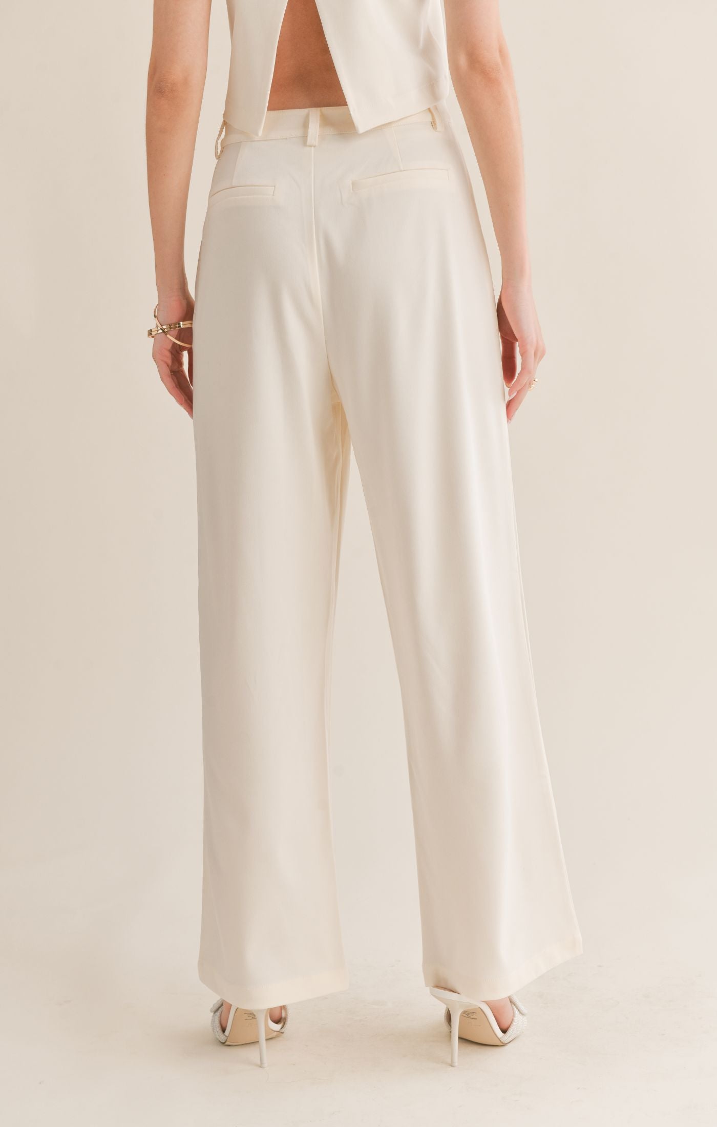 SAGE THE LABEL Follow Me Pleated Trousers Off White