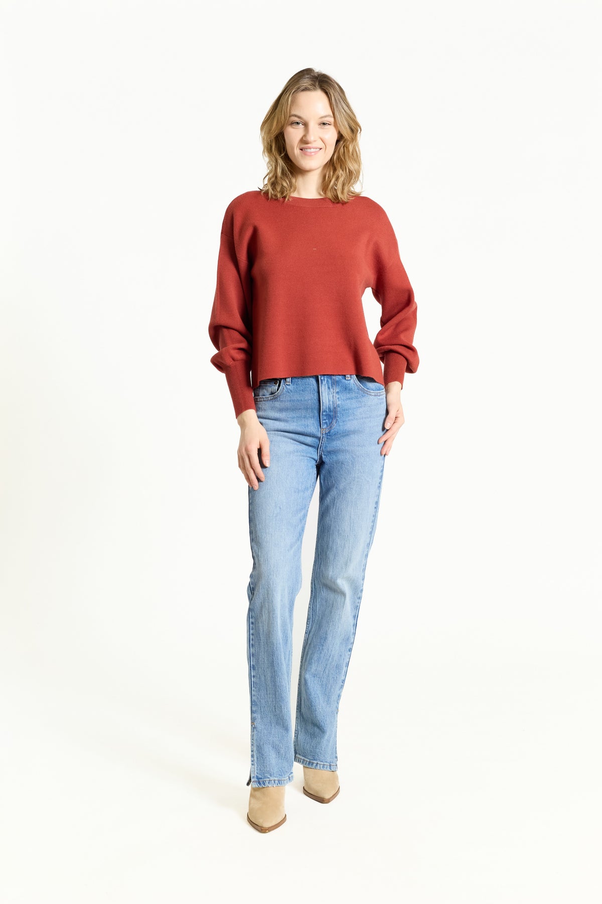 OAT Balloon Sleeved Sweater | 3069-NV Intense Rust