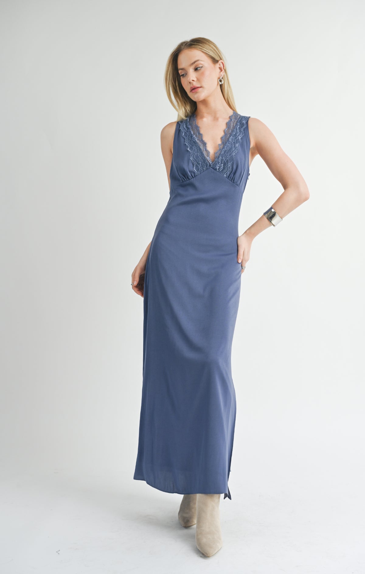 SAGE THE LABEL Write Poetry Lace Contrast Maxi Dress Midnight