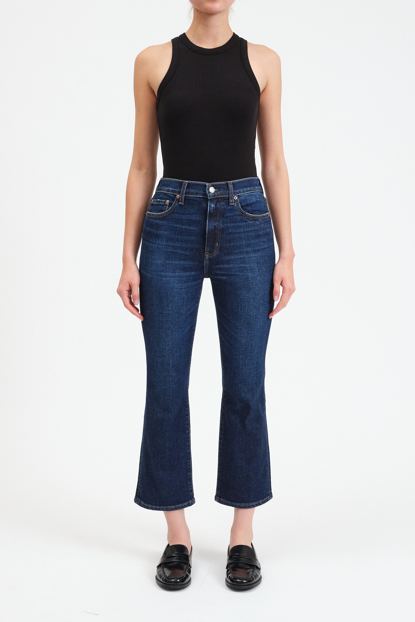 Daze Denim Shy Girl High Rise Crop Flare in Deep Kiss