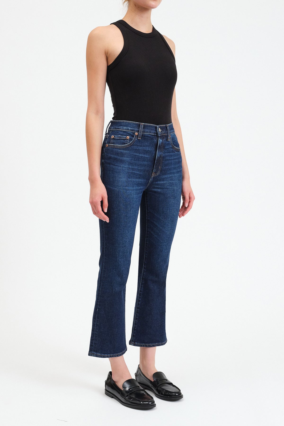Daze Denim Shy Girl High Rise Crop Flare in Deep Kiss