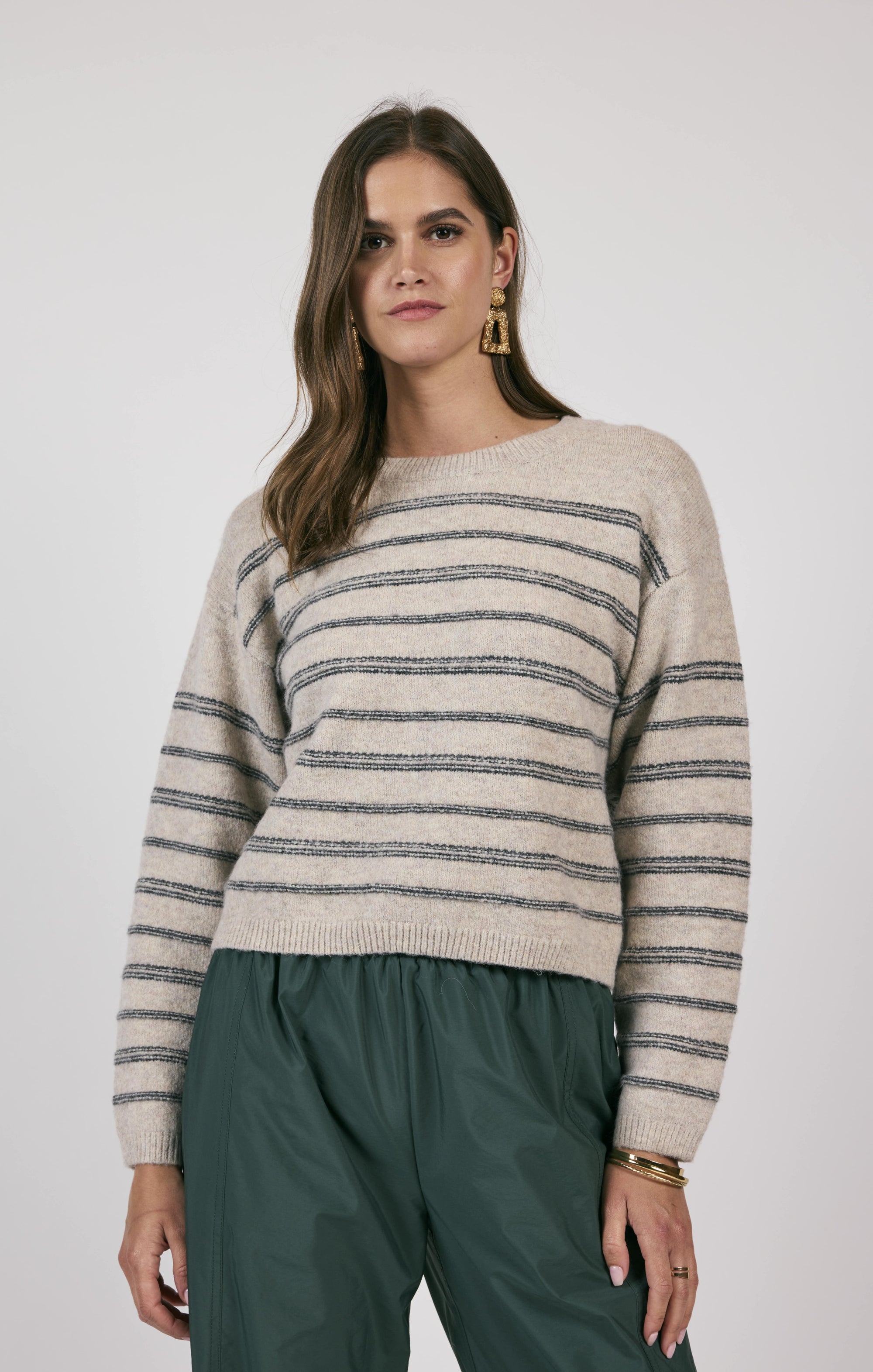 SAGE THE LABEL Open Windows Stripe Pullover Sweater