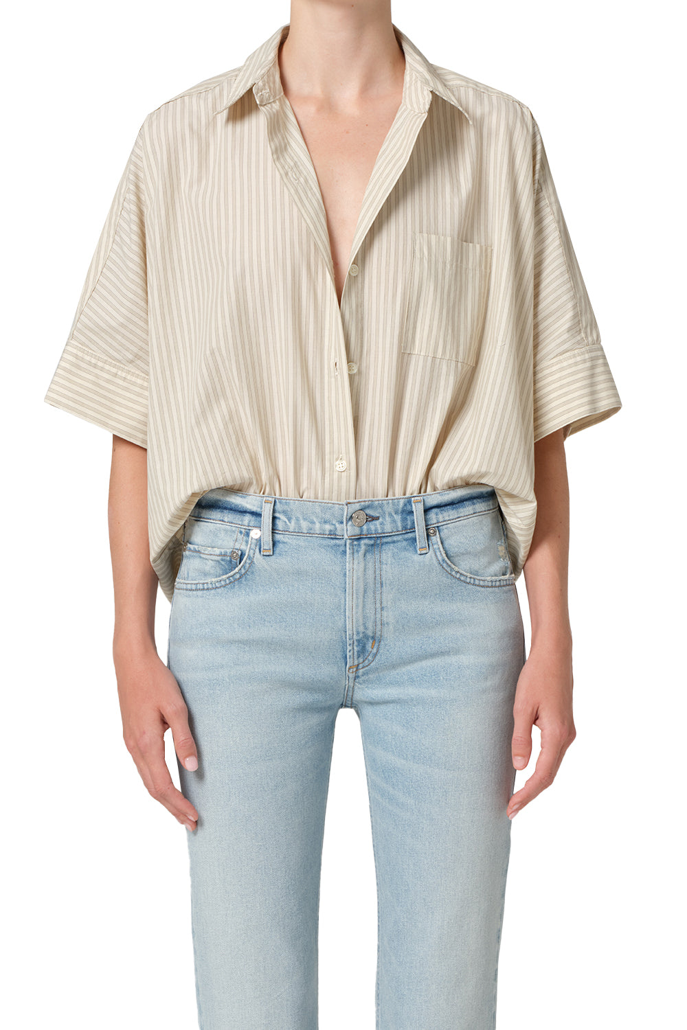 Citizens of Humanity Claire Origami Shirt in Ciro Stripe