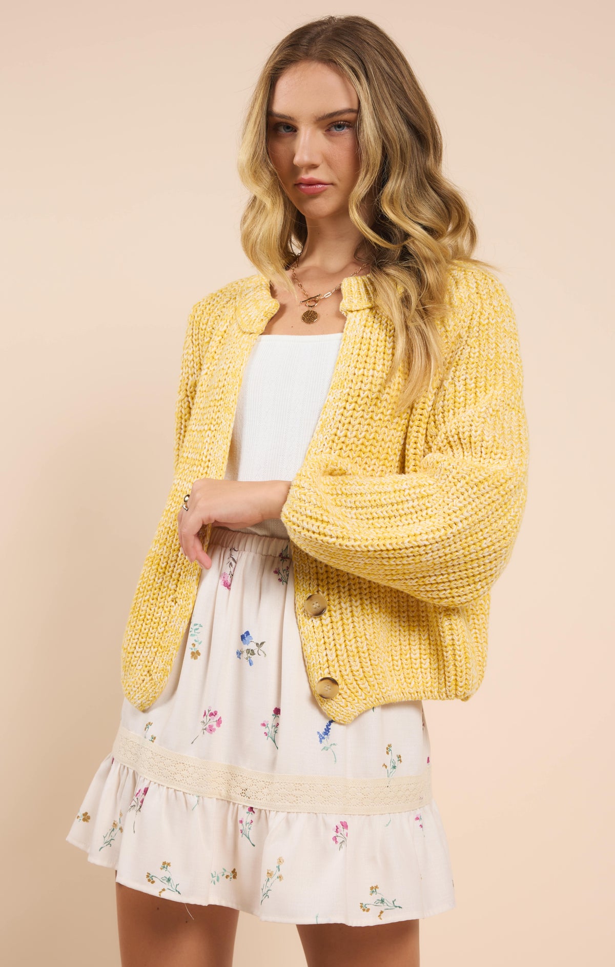 Sadie &amp; Sage Sunroof Half Buttoned Cardigan