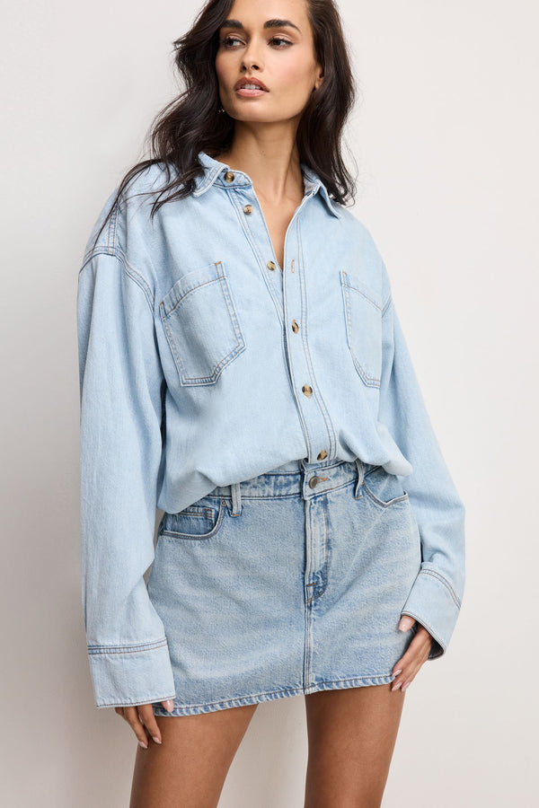 Good American Women's Denim Shirt Dress - Indigo795