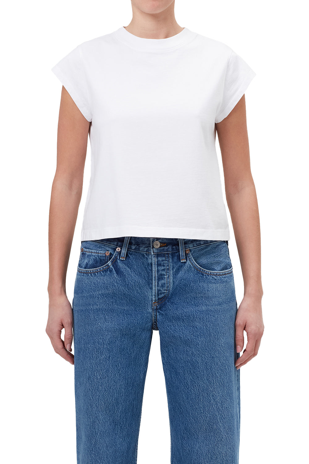 AGOLDE Bryce Cap Sleeve Tee White