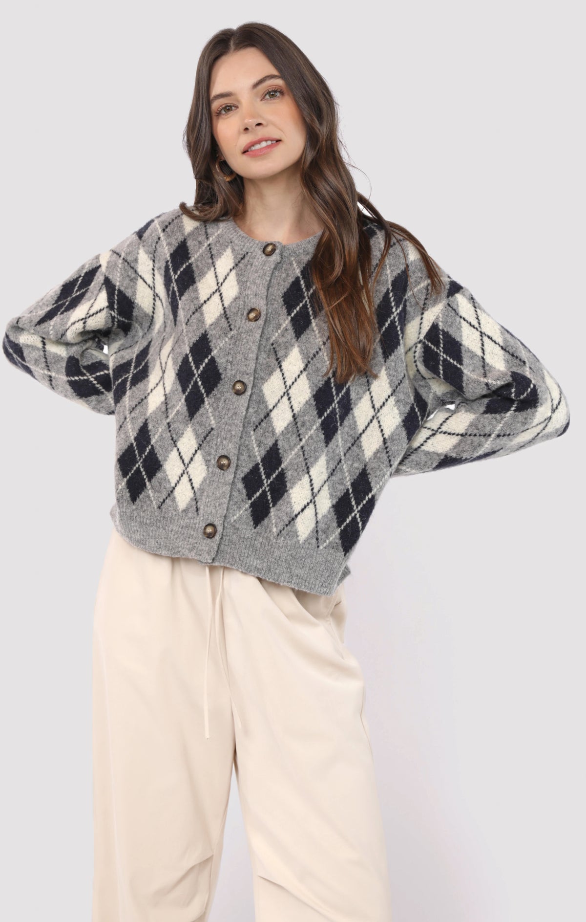Sadie &amp; Sage BEC Argyle Sweater Cardigan