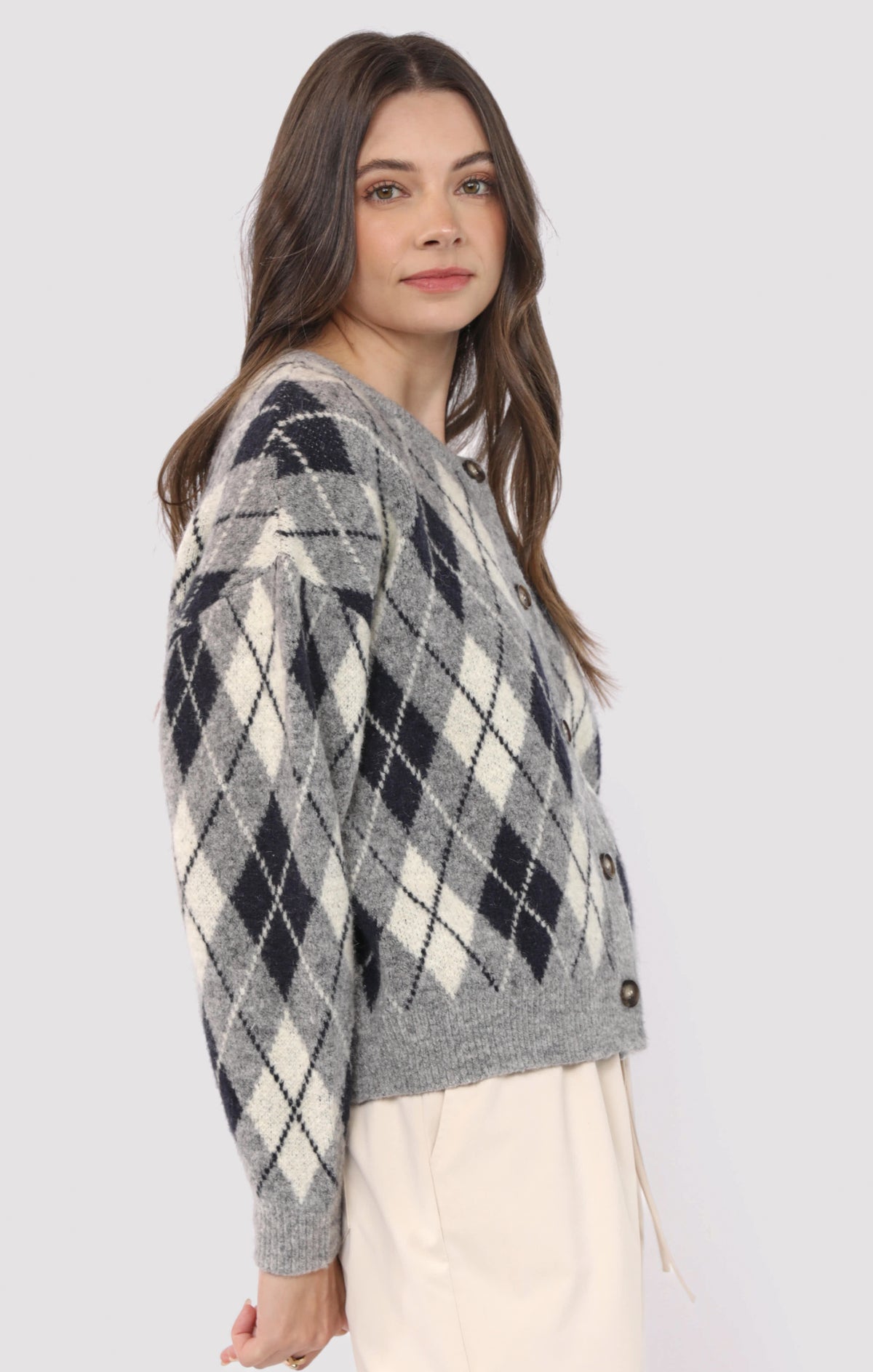 Sadie &amp; Sage BEC Argyle Sweater Cardigan
