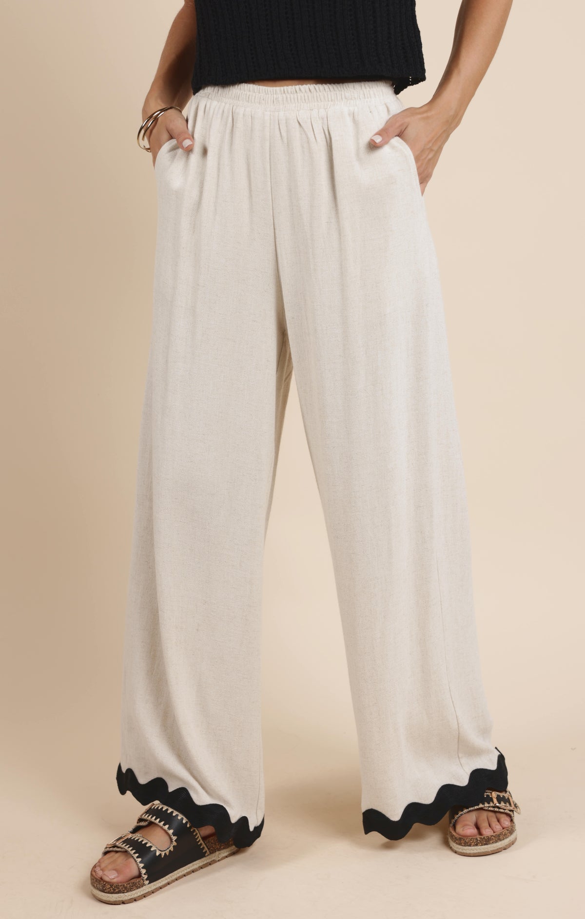 Sadie &amp; Sage Sugarloaf Wavy Trim Elastic Pant
