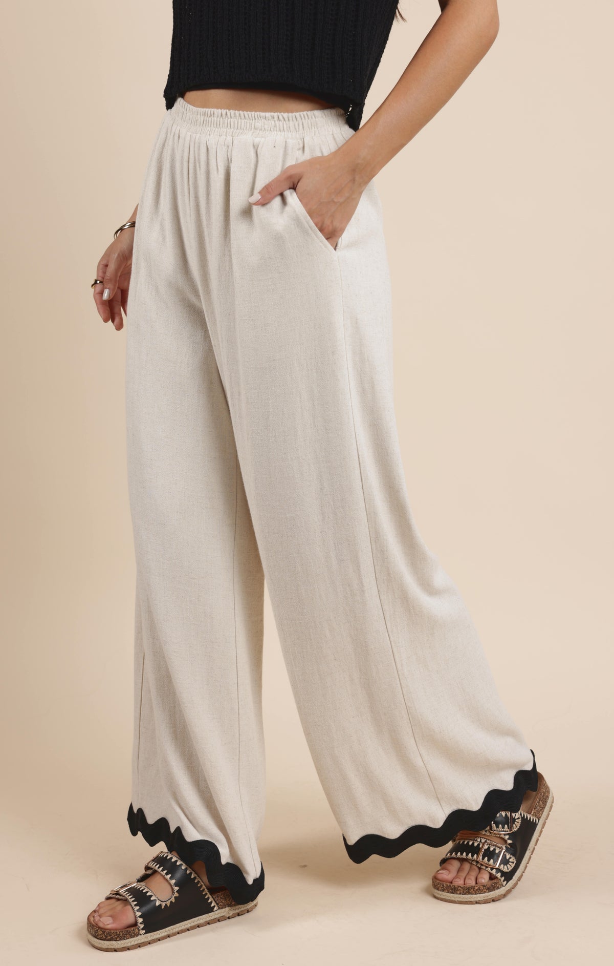 Sadie &amp; Sage Sugarloaf Wavy Trim Elastic Pant