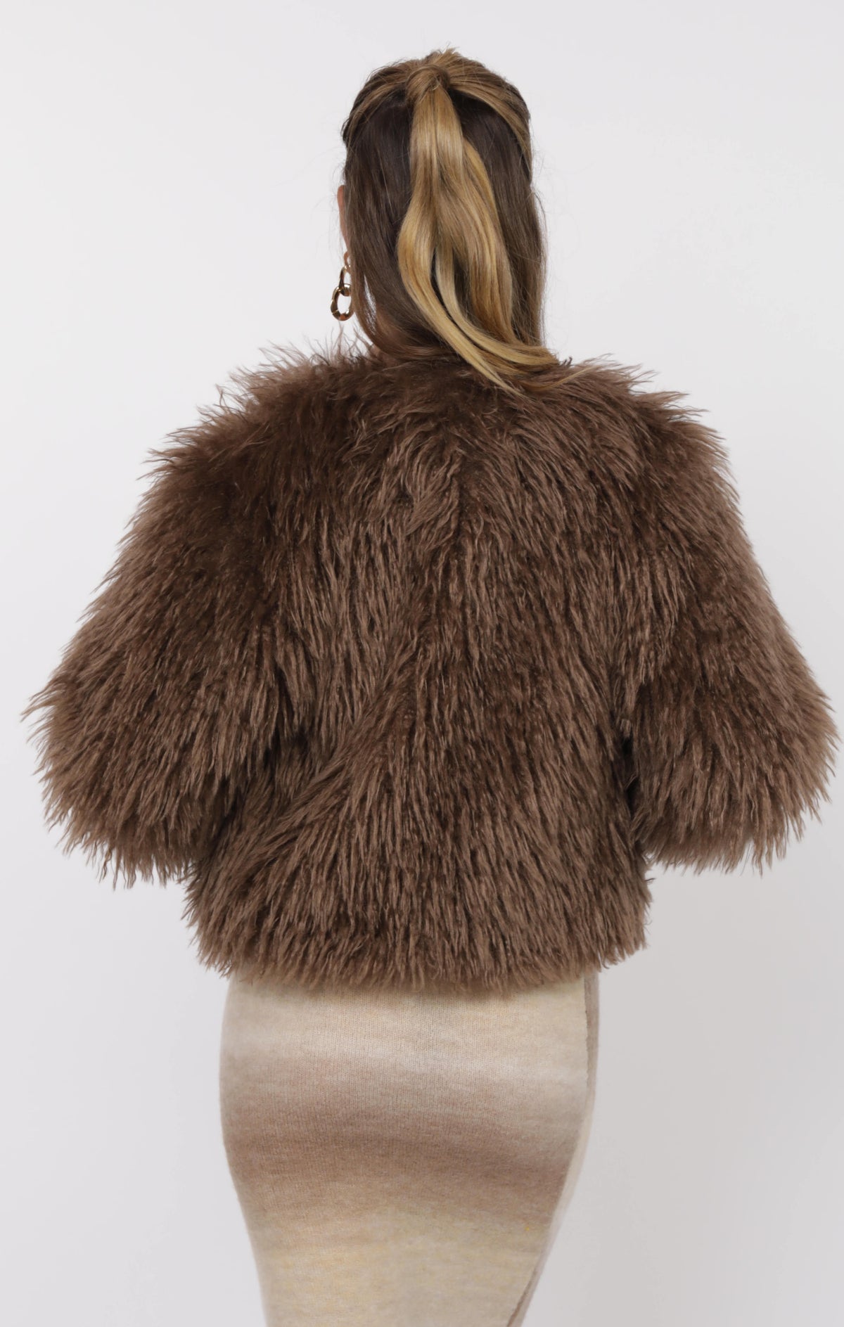 SAGE THE LABEL Deep Woods Cropped Vegan  Fur Jacket