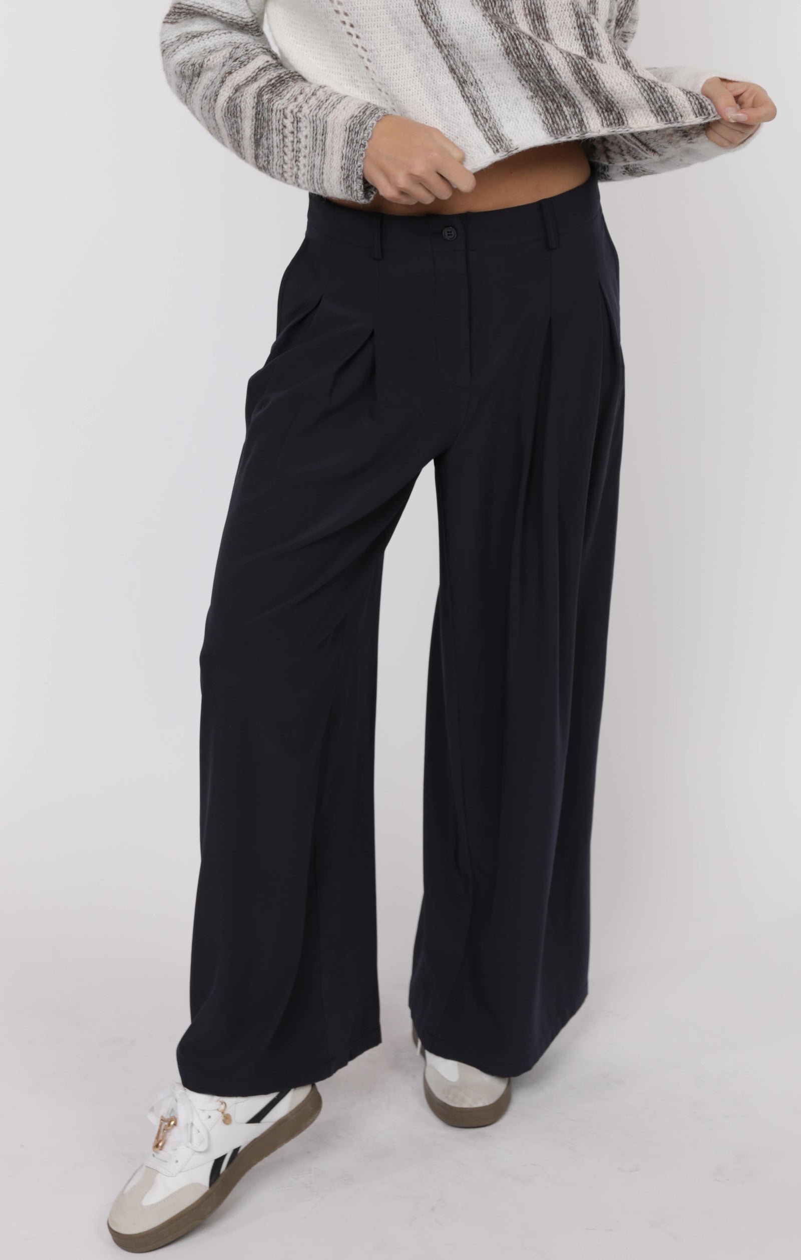 SAGE THE LABEL Most Wanted Pleat Front Wide Leg Pant Navy