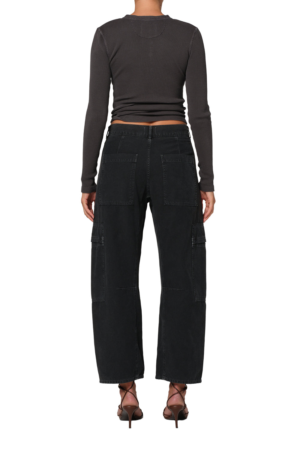 Citizens of Humanity Marcelle Low Slung Cargo in Sateen Washed Black